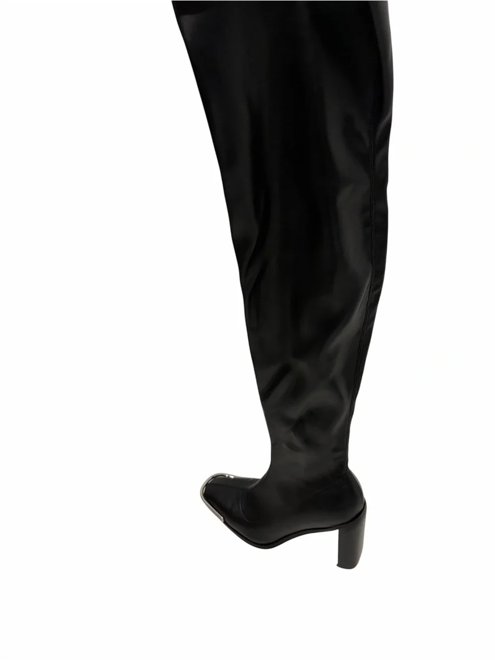 Azalea Wang Over-the-Knee Heeled Boots with Metal Toe Accent